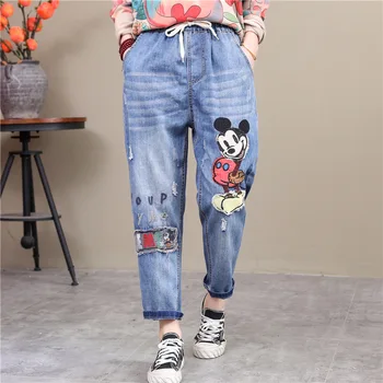 

Cartoon Mouse Harem Jeans for the Adult and Big Girl M L XL Size
