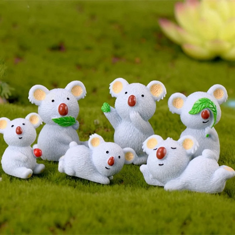 Micro Landscape Resin Koala Creative Figurine Simulation Cartoon Decorations Decorative Gift Accessories Fairy Garden Miniatures | Дом и сад