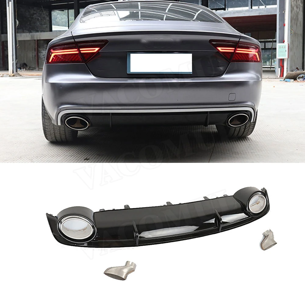 

PP Rear Lip Diffuser Spoiler For Audi A7 Sport 2016 2017 2018 RS7 Style Car Bumper Protector