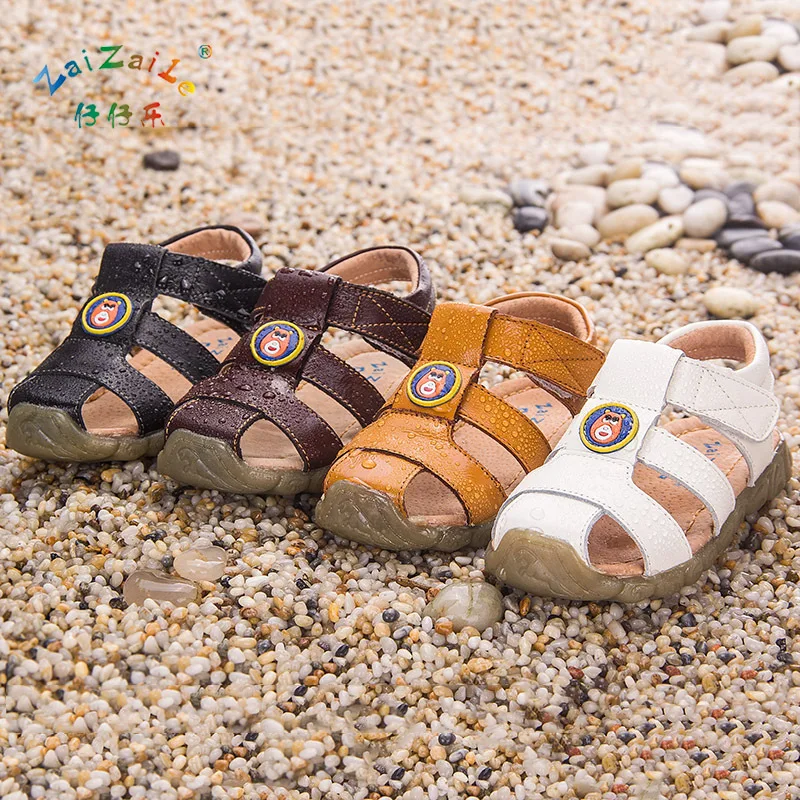 

AFDSWG 100% leather girls shoes for summer white kids stud shoes black genuine leather kid shoe yellow children sandals boys