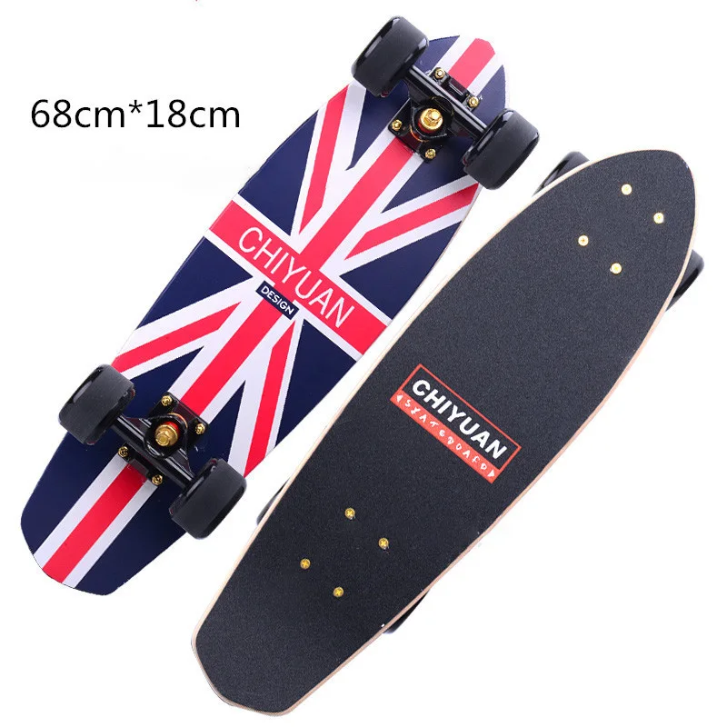 '' Maple Penny Board Large Cruiser Skateboard Flash Wheel Sport