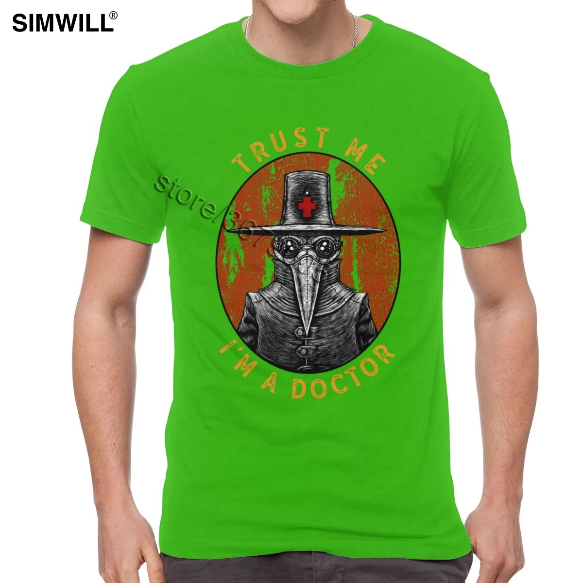 Humor Trust Me I'm A Doctor Футболка мужская хлопковая забавная Harajuku футболка короткий рукав Хэллоуин чума доктор футболки уличная одежда топы - Color: Green