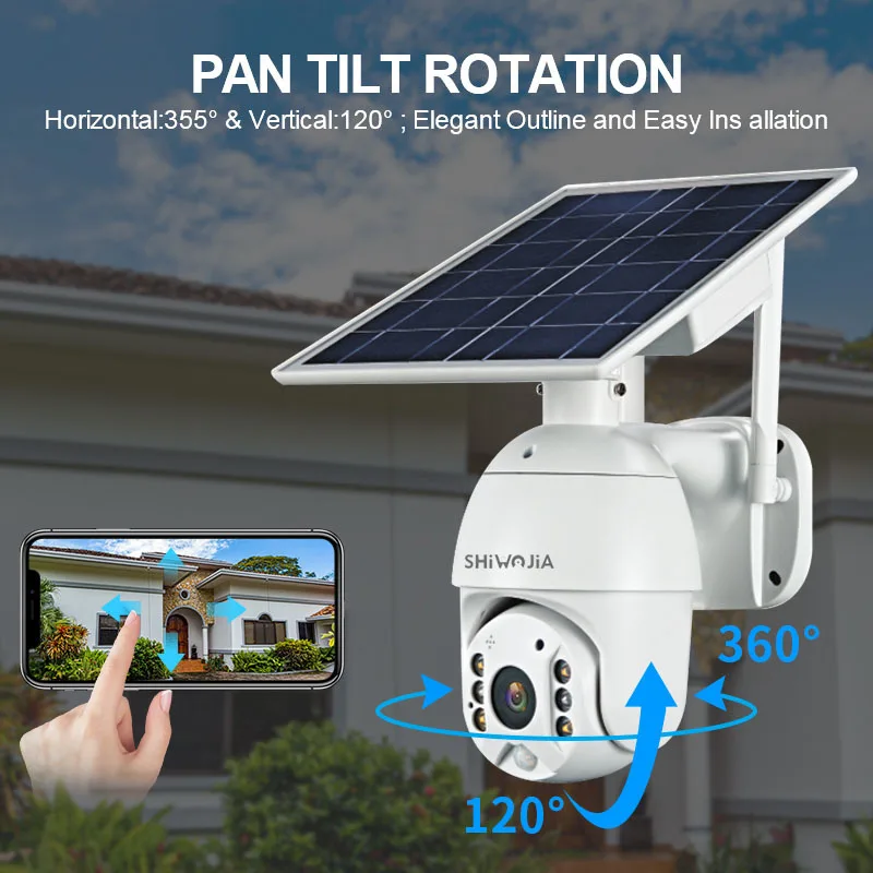 SHIWOJIA 4G sim карта солнечная батарея PTZ камера 1080P CCTV наружное наблюдение умный дом