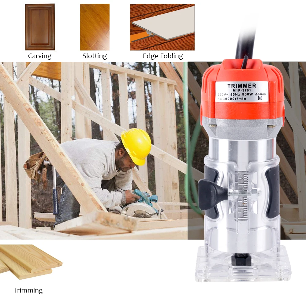 

BLM-6 Woodworking Electric Trimmer Wood Milling Engraving Slotting Trimming Machine Hand Carving Machine Wood Router