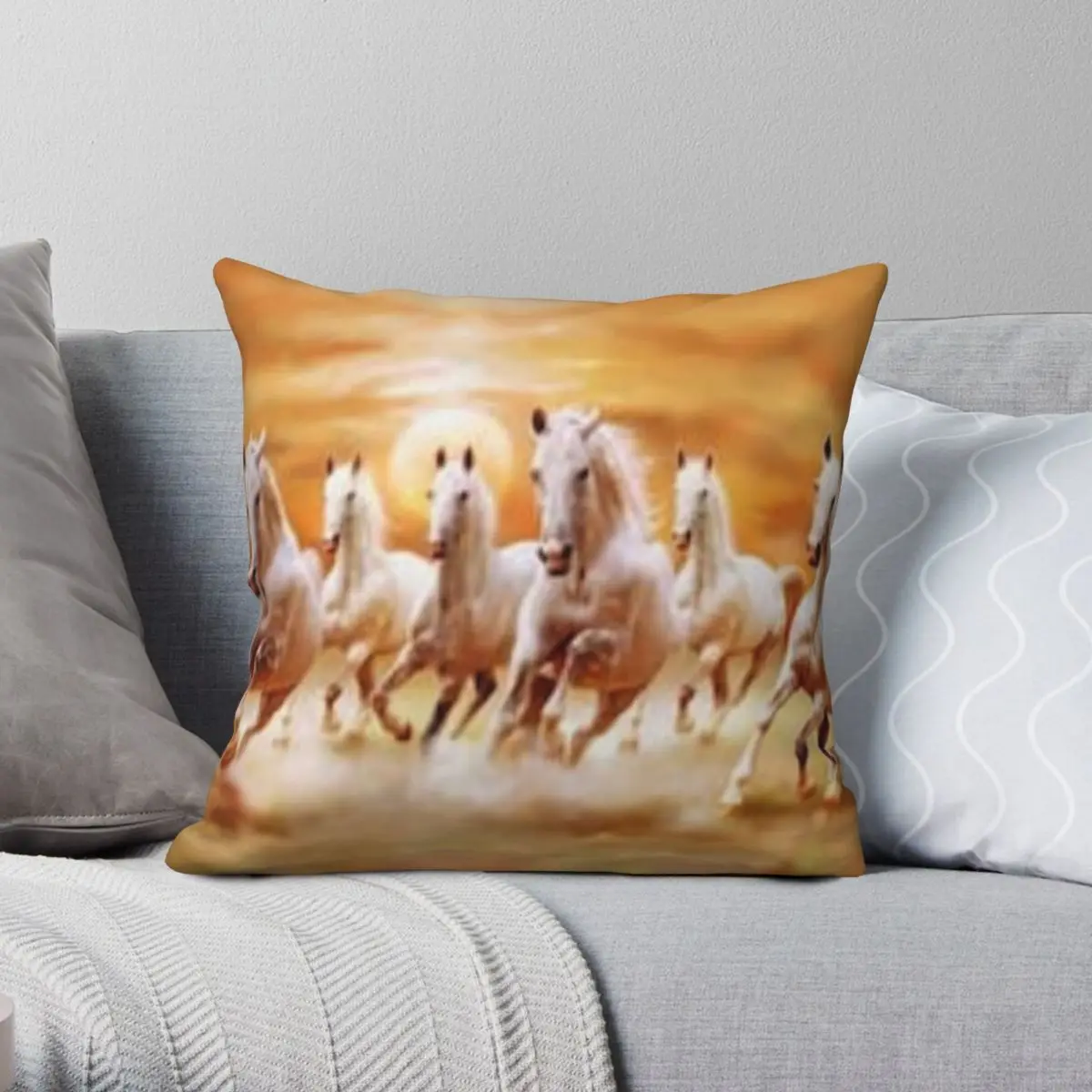 

SEVEN HORSES Square Pillowcase Polyester Linen Velvet Pattern Zip Decor Pillow Case Bed Cushion Cover Wholesale