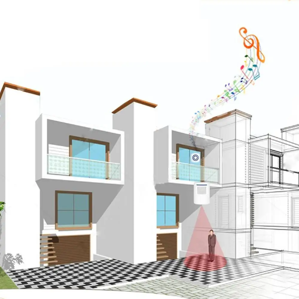 White Smart Doorbell Wireless Doorbell 32 Tune Songs 1 button 2 receiver EU US Plug