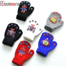 BalleenShiny, детские зимние перчатки, вязаные варежки с рисунком робота для малышей, мягкие теплые перчатки для мальчиков и девочек, От 1 до 4 лет, подарок для детей