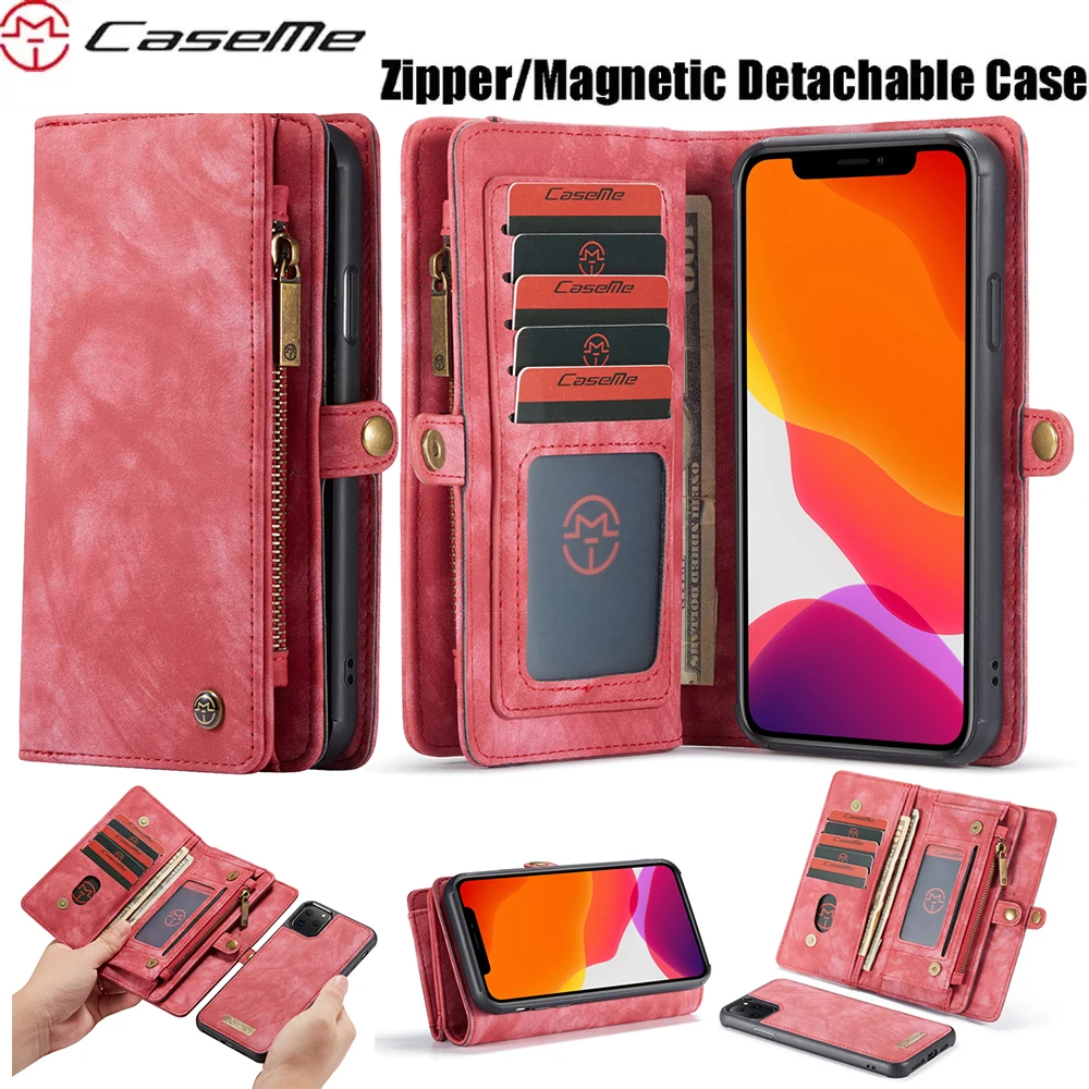 Чехол-кошелек для Apple iPhone X Xs Max XR CaseMe магнитный чехол из сплит-кожи сумка на молнии