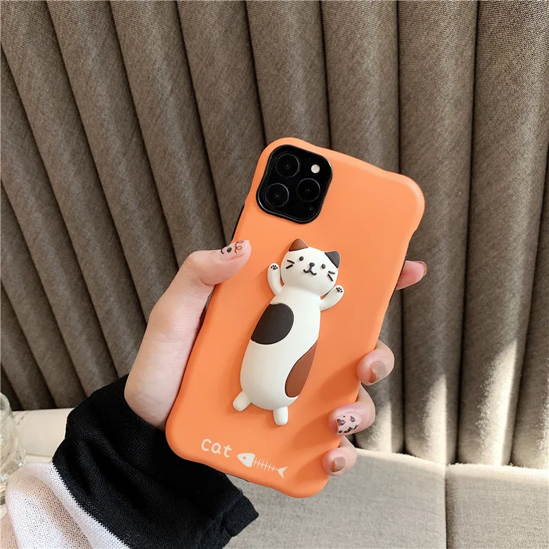 Чехол для телефона с объемным котом iPhone XS MAX X 11 Pro XR 7 8 6 6s Plus мягкий чехол IMD