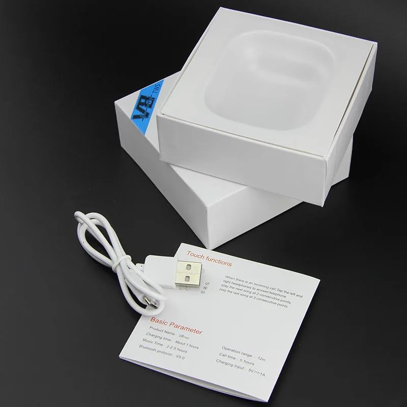 10 шт./лот V8 TWS bluetooth-гарнитура с окном Pop-ups Беспроводные Bluetooth 5,0 сенсорные наушники PK i10 i12 наушники для iPhone