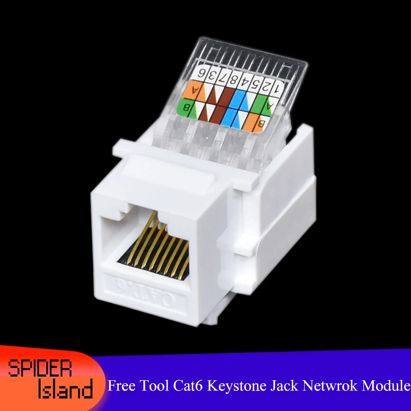 RJ45 Cat6 UTP Keystone Female Jack Connector Module for Wall Plate Free Tool Network