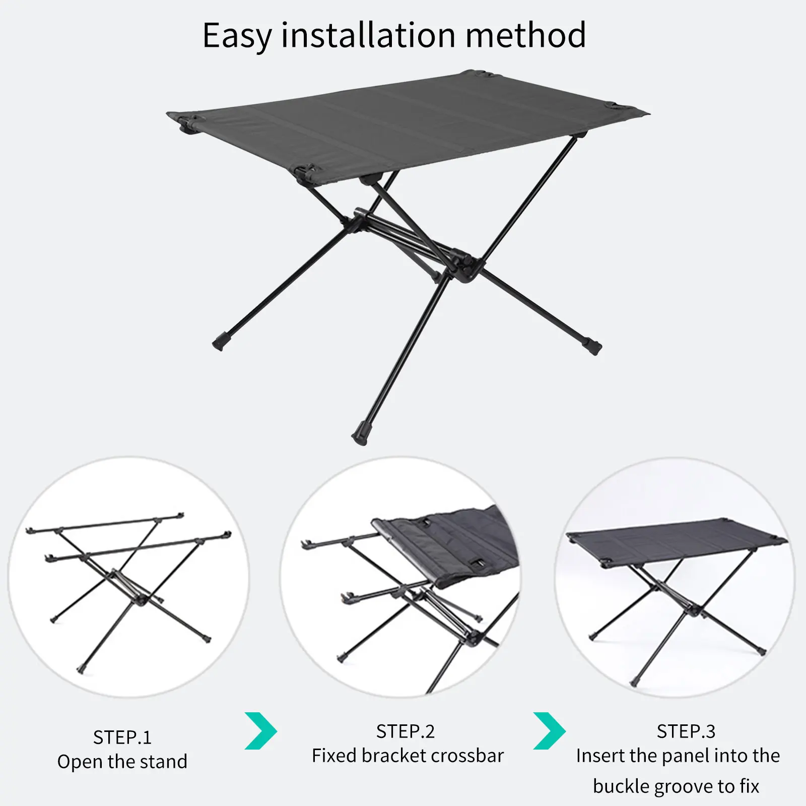 Foldable Camping Table-Aluminum Lightweight Folding Table Compact Roll Up Tables Collapsible Table for Fishing Picnic BBQ 3