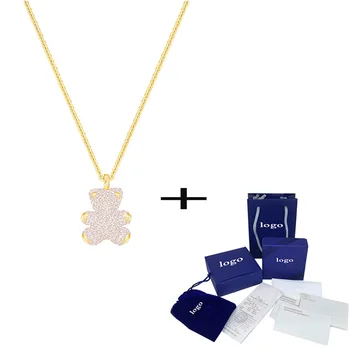 

SWA New Exquisite Teddy Pendant Necklace Romantic Cute Bear Crystal Ms. Jewelry Gift for Girlfriends Fashion Birthday