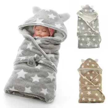 

Double Thicken Star Pattern Bear Baby Sleeping Sack Bag Envelopes Coral Velvet Swaddle Wrap Blanket Bath Towel Newborn Bedding