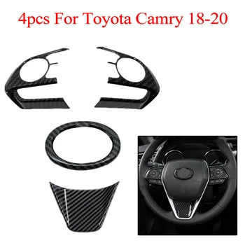 

New Arrival High Quality 4pcs Carbon Fiber Style Steering Wheel Decor Frame Trim For Toyota Camry 2018-20