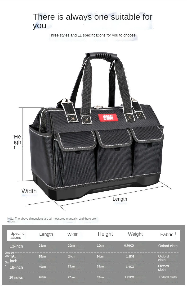 tool chest Tool Bag Thickened Fabric Electrician Bag 1680D Oxford Waterproof Wear-Resistant Strong Anti-Fall Storage Toolkit best rolling tool box