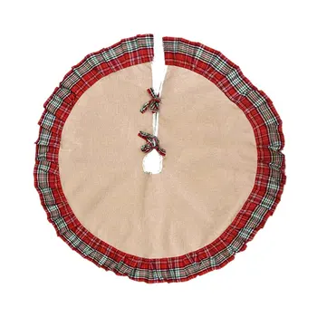 

Christmas Tree Decorations Creative Plaid Fabric Christmas Tree Skirt Courtyard Hotel Scene Layout Supplies·