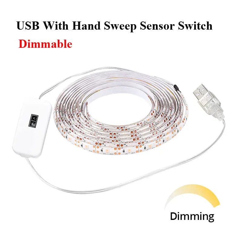 Hand Sweep Sensor USB СВЕТОДИОДНЫЙ светильник для выращивания, полный спектр, Цветочная лампа, Светодиодная лента, 2835 сенсорный выключатель smd, фитолампа для растений, для внутреннего сада, палатки, коробка - Испускаемый цвет: Hand Sweep Sensor