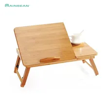Регулируемый Бамбуковый стол для ноутбука и столик-поднос для кровати, полка для спальни, наклонная поверхность для компьютера, ноутбука, обучающего стола