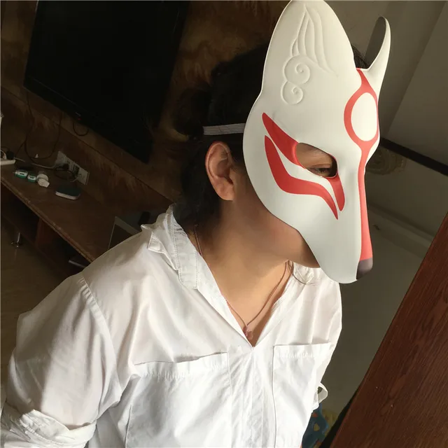 크리스마스 가장 무도회 파티용 큰 키츠네 폭스 마스크, 업데이트된 소재로 지속적인 사용, 다양한 크기와 디자인, 다양한 행사에 사용할 수 있습니다