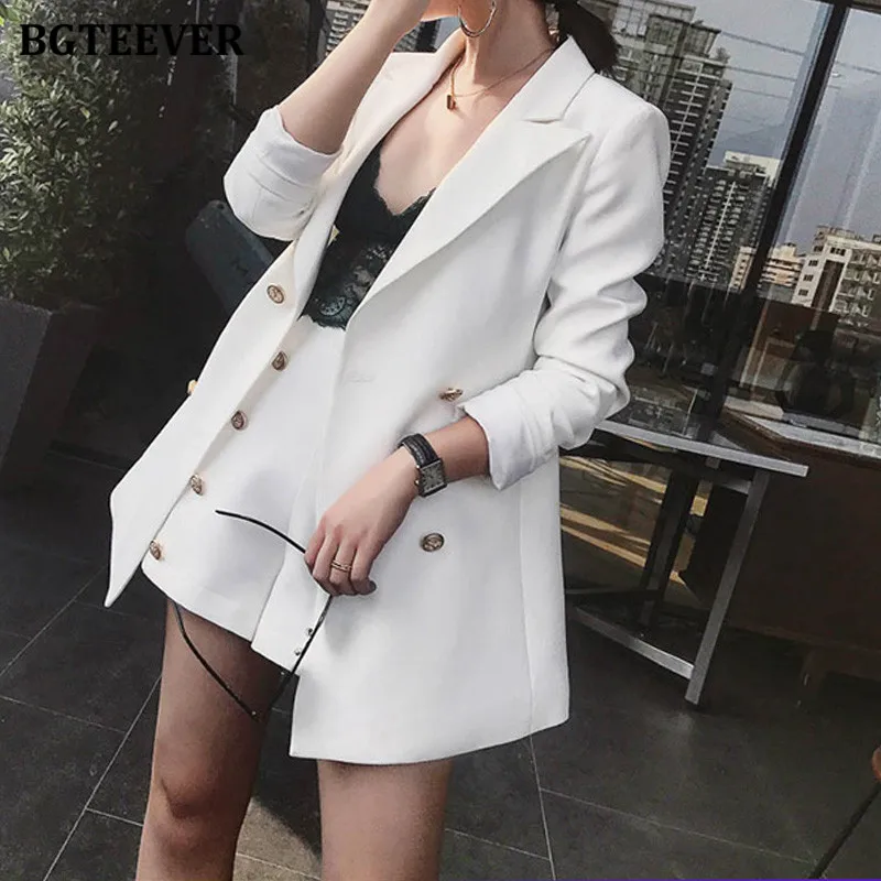 Bgteever 2021 Summer Women Short Suits Workwear Blazer Suits & Mini