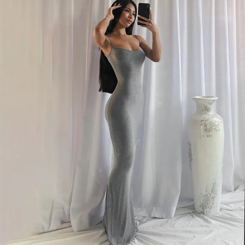 Hugcitar Satin Slip Sleeveless Backless Slim Sexy Maxi Dress 2022 Spring Women  Party Y2K Concise Bodycon Elegant  Clothing occasion dresses
