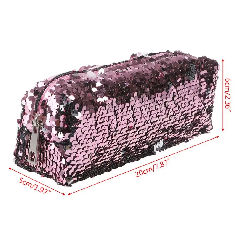 Роскошная блестящая косметичка для макияжа, блестящий чехол для карандашей на молнии, школьные канцелярские принадлежности