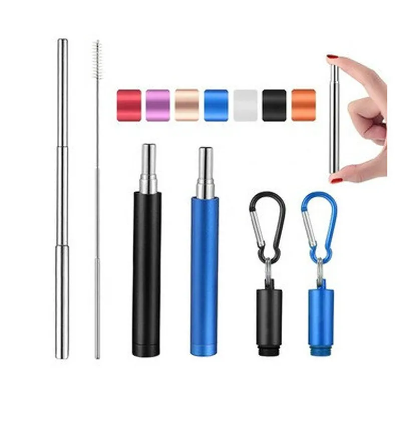 

New Best Selling Telescopic Straw Stainless Steel Straw Environmental Protection Straw Silicone Straw Collapsible Straw