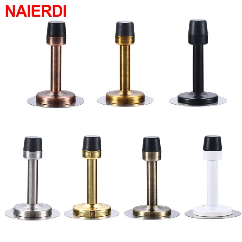 Rubber Wall Mounted Door Stopper Stainless Steel Door Stops Holder Catch Floor Fitting Screws Bedroom Home Hardware silicone door stopper door stopper bumpers door stopper
