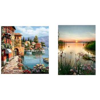 

Diamond Embroidery Landscape Lake Pictures Diamond Painting & DIY Acrylic Painting Kit 40X45cm Silent Harbor Pattern