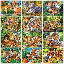 

AZQSD 5D Diamond Embroidery Tiger Forest Mosaic Rhinestones Diamond Painting Animal Cross Stitch Handicraft Home Decoration Gift