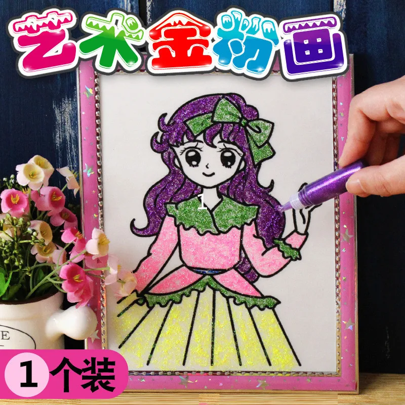 

Children Hand-made DIY Art Gilt Picture Graffiti Coloured Drawing Watercolor Educational Creative Toy Material Box