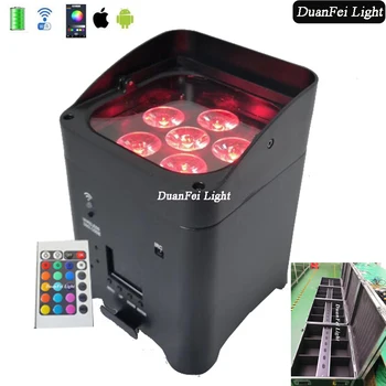 

(6pcs+charging flycase) 6*18w rgbwa uv 6in1 wireless battery powered led uplights indoor dj led par wifi