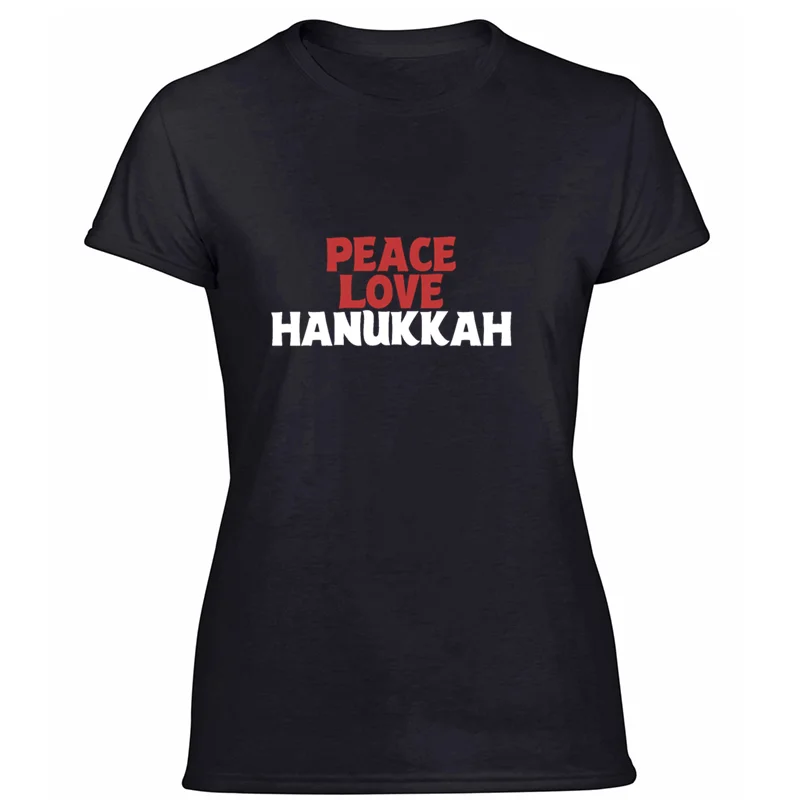 Футболка с принтом peace love hanukkah, Еврейская одежда,, кавайная, одноцветная, Мужская футболка, комикс Харадзюку, большой размер S~ 5xl, высокое качество - Цвет: Women-Black