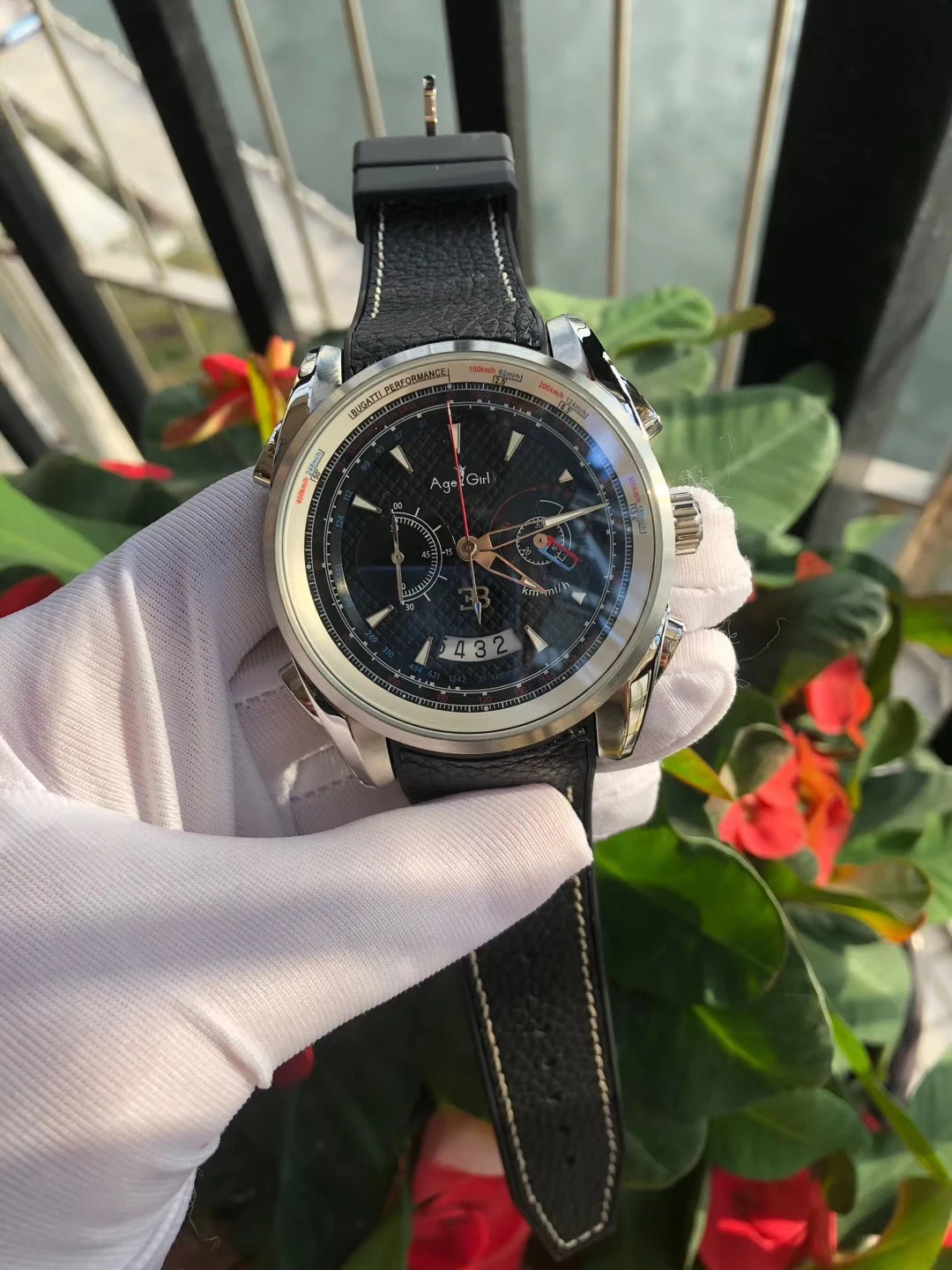 

Luxury Brand New Men Silver Daydate Japanese Quartz Chronograph Sapphire Stainless Steel Watch Luminous Black Blue Leather Gents