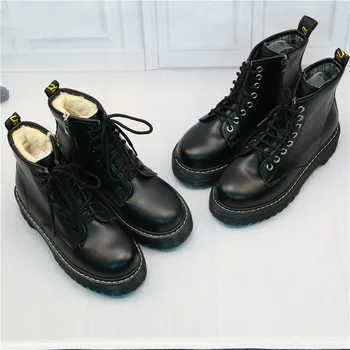 

Women Flat Platform Ankle Boots Spring Boot Black Lace Up Black Medium Creepers Shoes Fashion Party Footwear PDG1890