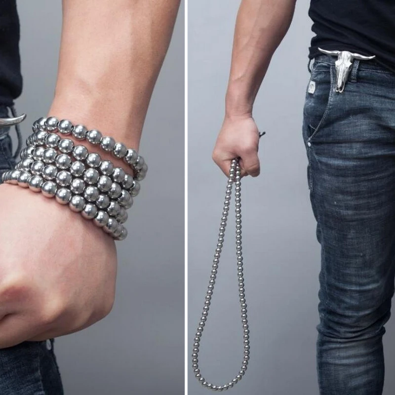 EDC Outdoor Self defense Titanium Steel Bracelet Personal Protection Steel Ball Tactical Waist Necklaces Car Pendants
