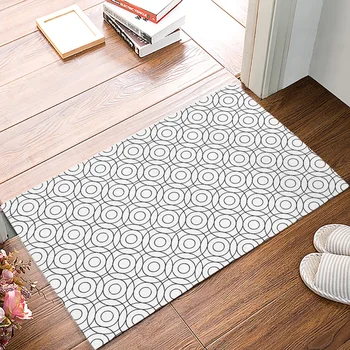

Kitchen Mat Round Black Line Non-slip Door Mats Outdoor/indoor Home Living Room Bathroom Decorations Doormat