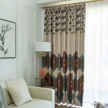 

Modern Minimalist European Style Curtain Polyester Cotton Printed Bedroom Living Room Curtain Fabric