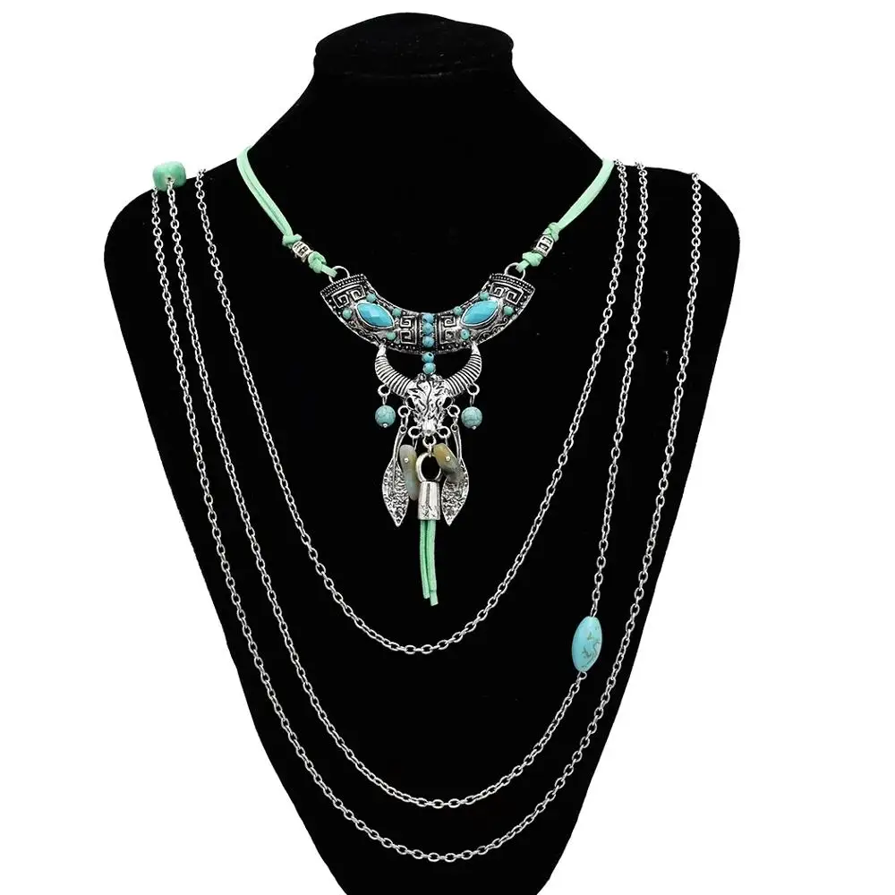 

Fashion Bohemia Multiple layers Tassel Charm Women Chain Pendant Necklace Gift Ethnic Bohemian Choker Necklace