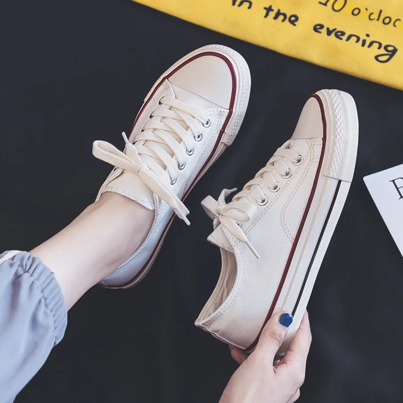 Canvas-Shoes Vulcanized-Sneakers Spring Flat-Heel Women Ladies for Low-Top Female Footwear