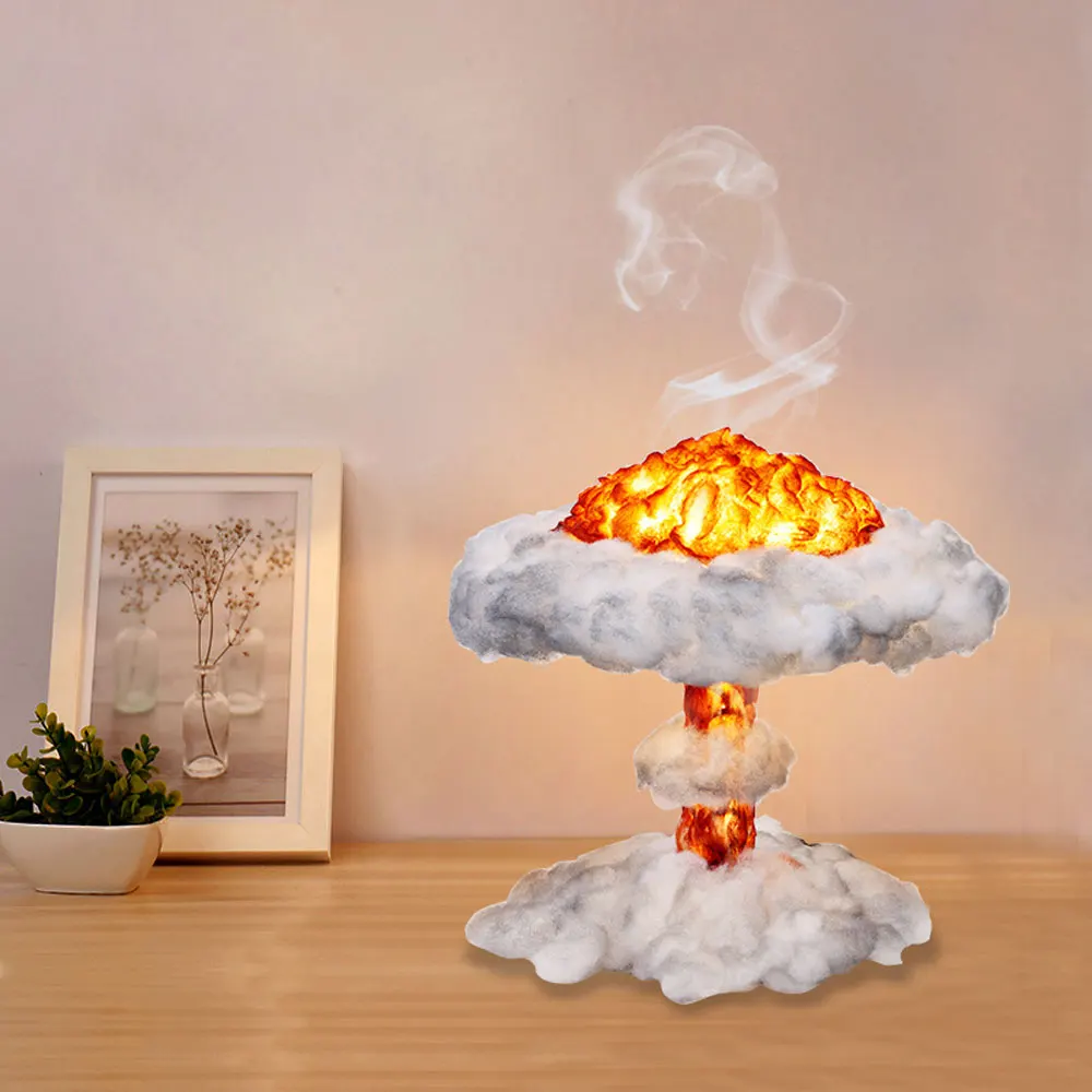 

Nuclear Explosion Mushroom Cloud Night Light With Cotton Warm White Dimmable Lamp Kid's Gifts Home Decor USB Power