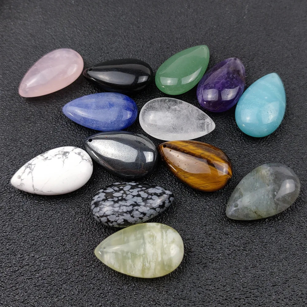 

15*25mm Natural Stone Rose Quartz Tiger's Eye Opal Crystal Pendants Charms fit Chakras Necklace Making