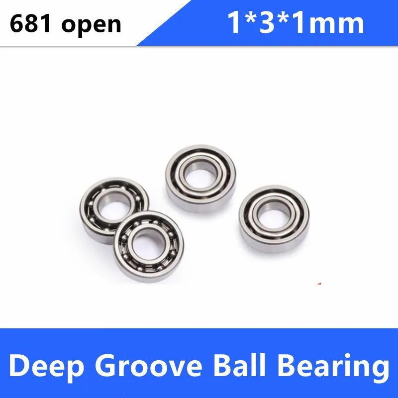 100pcs/500pcs 681K 681 open 1x3x1mm Deep groove ball bearings Miniature ring bearing toys special pulley 1*3*1 | Обустройство дома