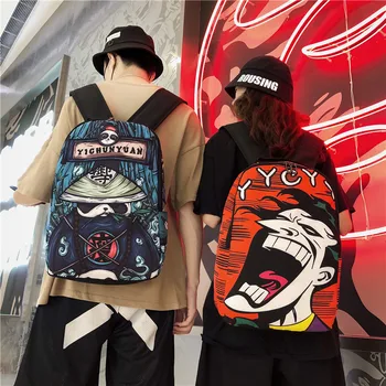 

2020 New Personality Creative Graffiti Hip-hop Fashion Brand Backpack Korean Male and Female Student Bag Leisure Travel Bag