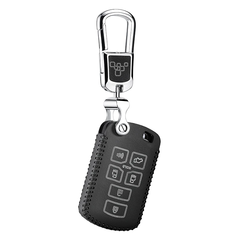 Чехол для ключей автомобиля с 6 кнопками, чехол для toyota sienna S94 2012 tacoma, дистанционный брелок, автомобильный брелок, держатель из натуральной кожи - Название цвета: black
