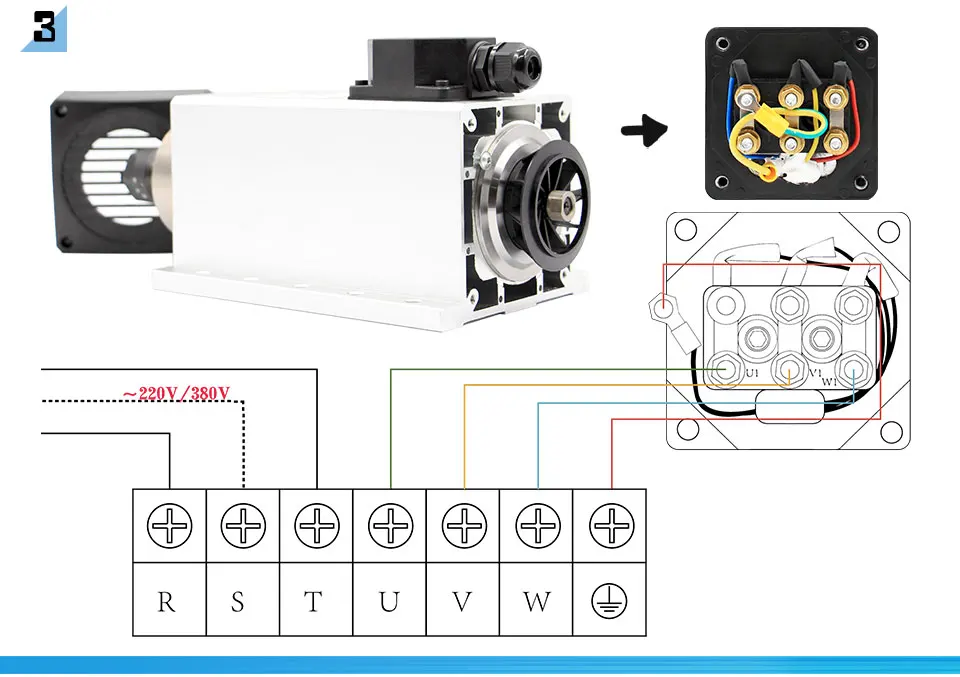 Новое поступление! 3.5kw ER20 двигатель шпинделя с воздушным охлаждением 4 шт. подшипники 0,01 мм Точность 220 В/380 В деревообрабатывающий пневматический шпиндель охлаждения