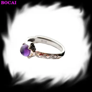 

925 sterling silver jewelry adjustable silver ring hand-set with natural purple stone Thai silver 2020 woman's ring