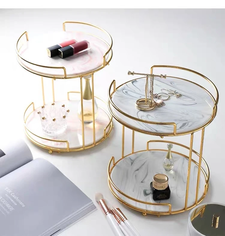 Nordic Vanity Tray Double Deck Cosmetics Storage Tray Creative Dressing Table Desktop Racks Princess Finishing Rack Jewelry Tray Storage Trays Aliexpress