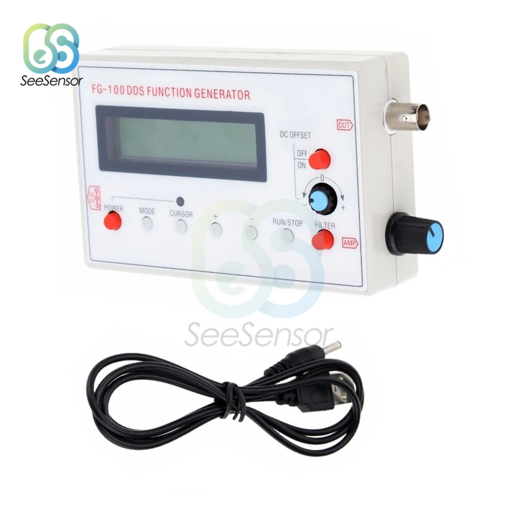 

FG-100 DDS Function Signal Generator Frequency Counter Sine/Square/Triangle/Sawtooth Wave 1Hz - 500KHz